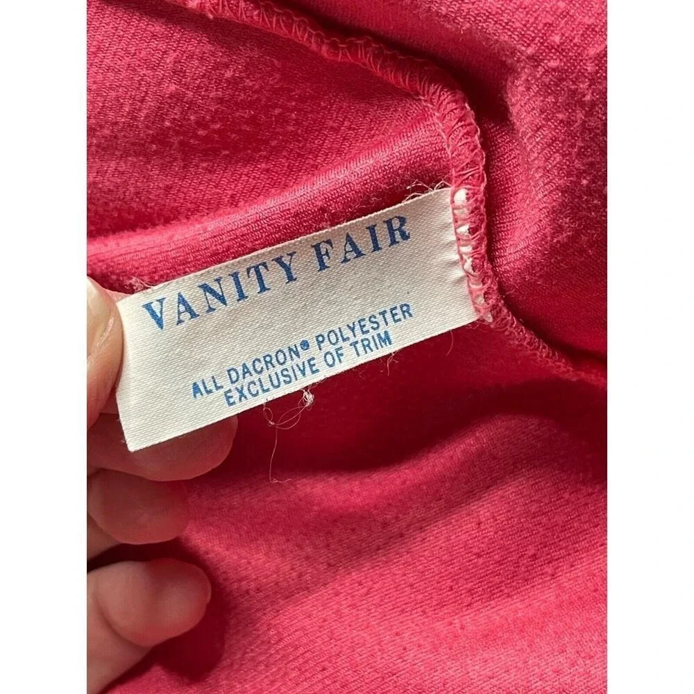 Vanity Fair Vintage 70's Pink Dacron Polyester‎ Fleece Robe Nightgown Medium